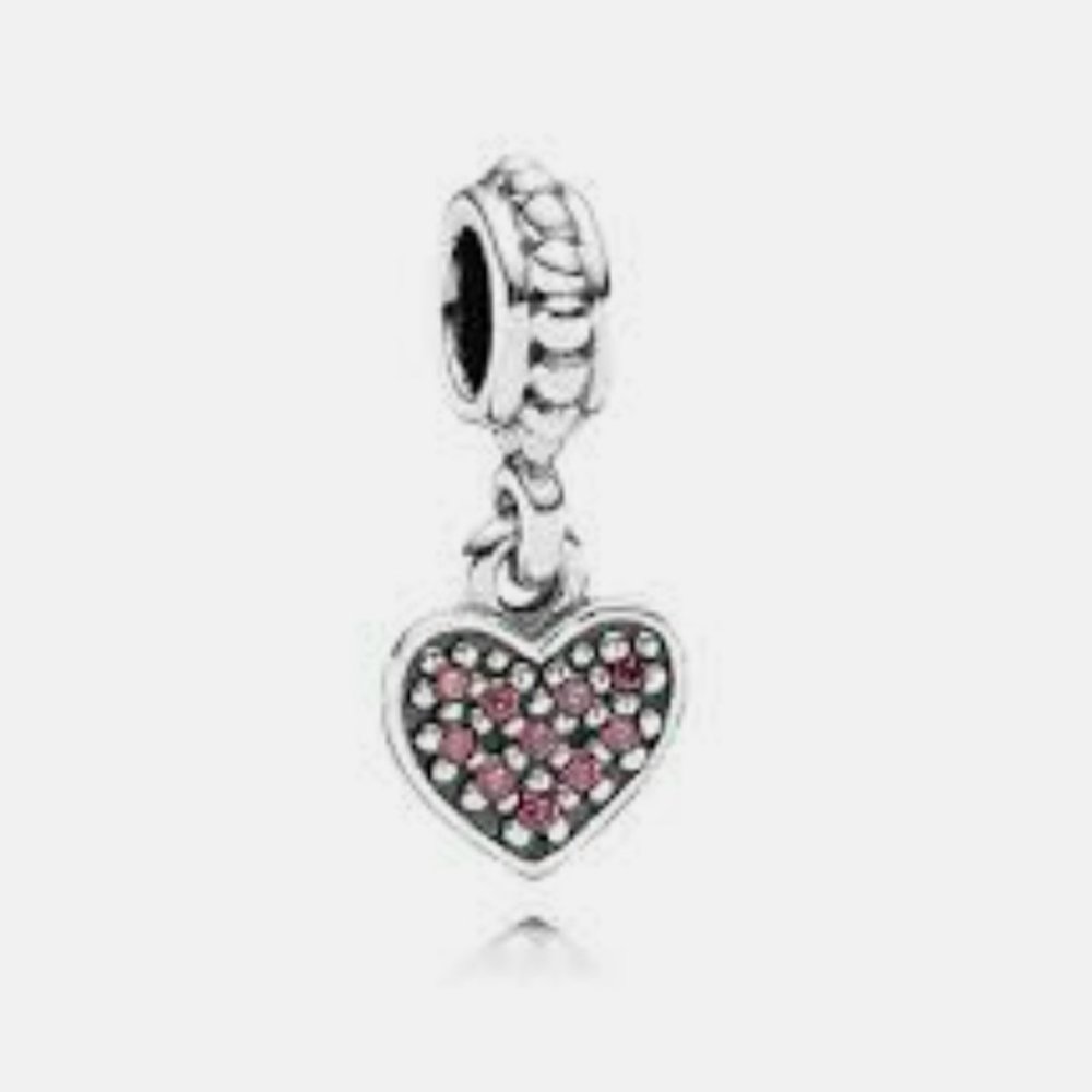 Pandora Pave Set Red Stone Heart